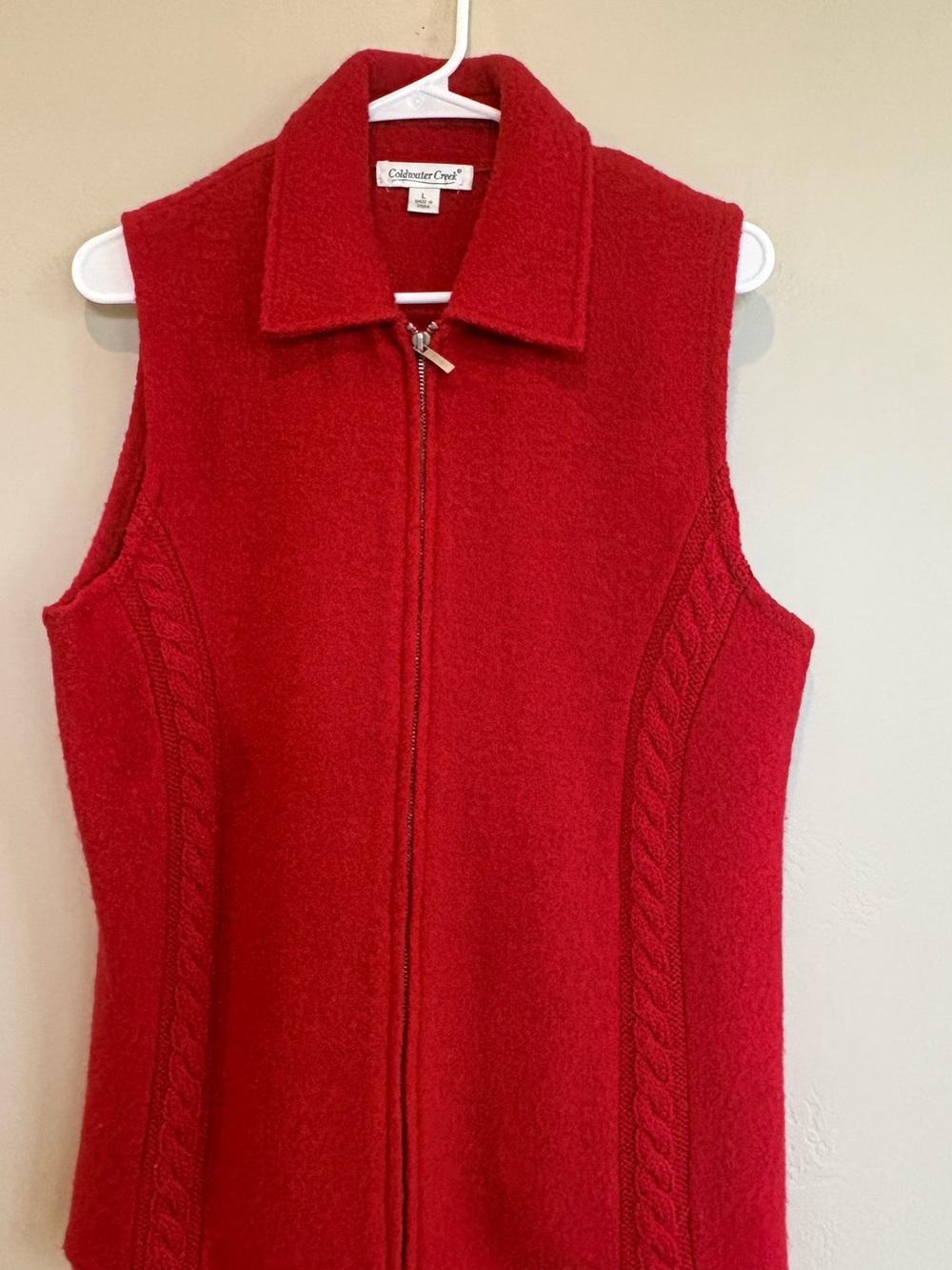 Coldwater Creek Red Zip-Front Wool Blend Vest